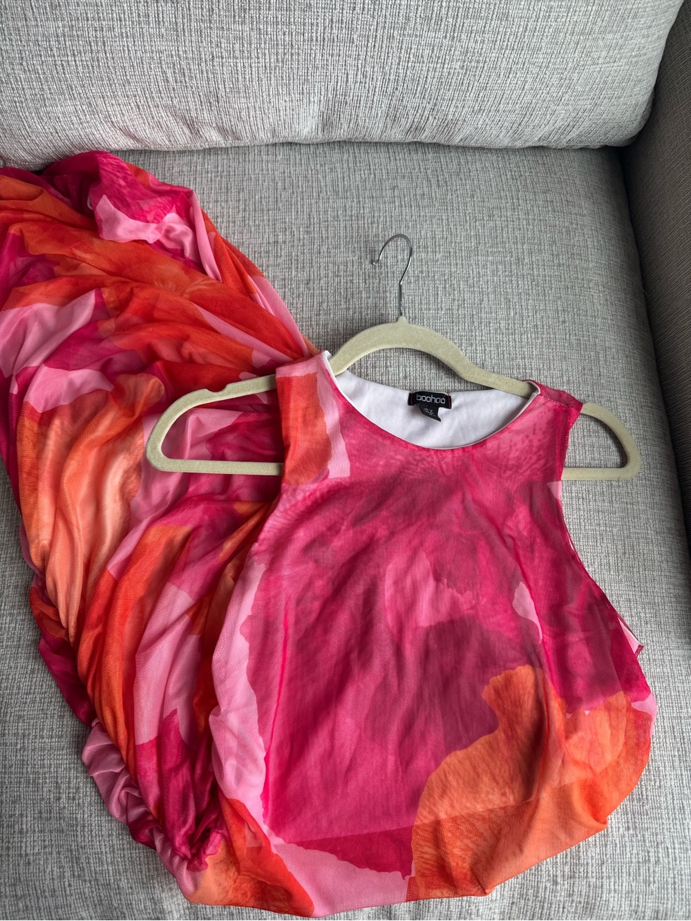 Bright Pink & Orange Watercolor Dress